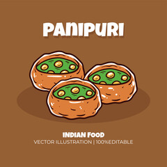 Panipuri Indian food vector illustration