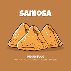 Samosa Indian food vector illustration