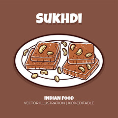 Sukhdi Indian food vector illustration