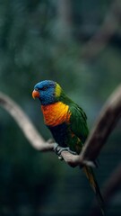 a beautiful colorful bird that is sitting on a tree 