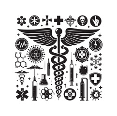 CADUCEUS health SYMBOL, MEDICAL AND HEALTH RELATED ICON 