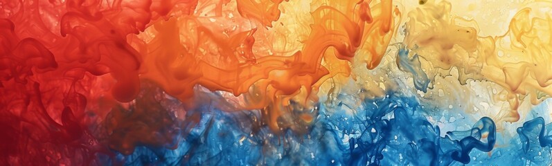 Red blue and yellow watercolor paint background
