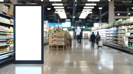 Blank advertising mockup for advertisement at the supermarket. AI