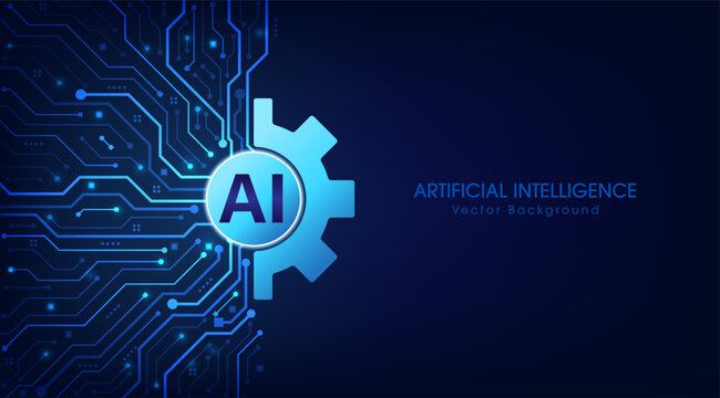 Artificial intelligence abstract background, AI chipset on circuit board. Technology concept design, Machine learning and generate by chip, Vector illustration for banner and web template.