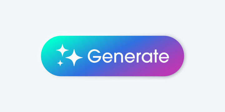 Generate AI button. Artificial intelligence and Machine learning technology concept. AI enters by command prompt to generate ideas. Chat with AI.  UI UX design, Vector illustration.