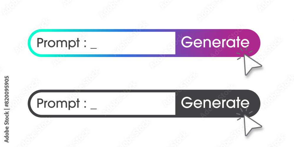 Poster Futuristic AI prompt Generate Bar. Artificial intelligence and Machine learning technology concept. AI enters by command prompt to generate ideas. Chat with AI. Vector illustration.