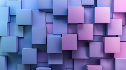3d render of abstract background with blue and purple squares, geometric texture. Minimal design. Flat lay. Background for presentation or banner, copy space.