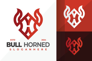 Letter H Bull logo design vector symbol icon illustration