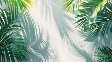 tropical palm leaf and shadow, abstract natural green background, dark tone textures