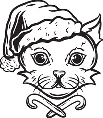 halloween head cat crown cartoon silhouette vector illustration 