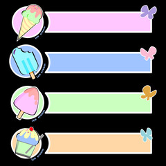 Seamless pattern with pastel color ice cream. Delicious refreshing ice cream as background.
Vector for holiday designs, party, birthday, invitation.
Ice cream cone pattern. border for menu text.