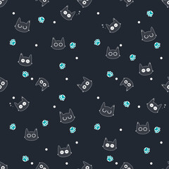 Paw cat and pet background. Traces of Pets. Paw vector foot trail print of Cat. Kitty Paw background and wallpaper vector. Dog paw seamless pattern wallpaper. Love heart valentine concept.