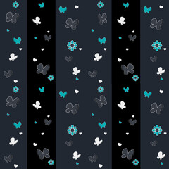 Seamless Flowers And Butterfly Vector Background Spring Floral Watercolor Pattern Summer Beautiful Textile Rustic Wallpaper.