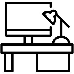 computer desk line icon