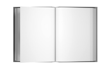 Open Blank White Book With a Flipping Page, Top View. Mockup or Template