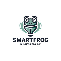clever frog logo vector
