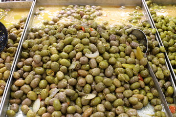 Pickled and salted vegetables are sold at a city bazaar in Israel.
