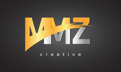 MMZ Creative letter logo Desing with cutted