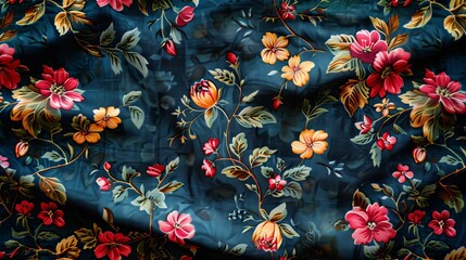 Graceful Vintage Floral Fabric Texture - Aesthetic Background with Classic Patterns