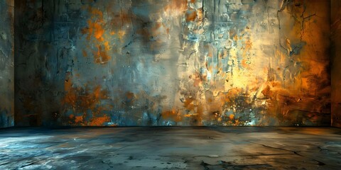 Artistic Urban Grunge Room: Textured Walls with Vintage Feel. Concept Urban Spaces, Grunge Aesthetic, Vintage Atmosphere, Textured Walls, Artistic Decor