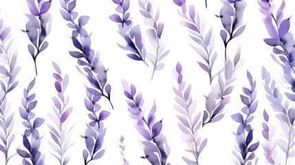 seamless pattern, minimal Lavender, Watercolor, white background