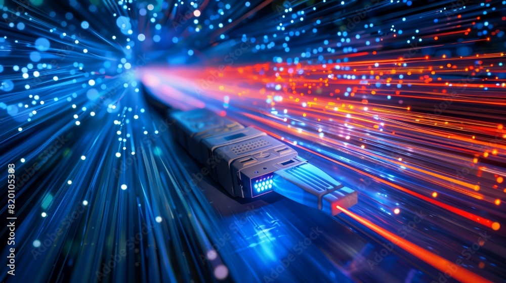 Poster HighSpeed Data Transmission A Futuristic Fiber Optic Cable Network offers cuttingedge technology for fast internet connectivity and efficient data transmission in the digital age