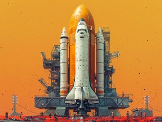 Obraz premium A powerful rocket streaks skyward on a space launch, carrying a spacecraft on a scientific journey beyond Earth's atmosphere