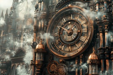 Obraz premium A clock with roman numerals and a large face sits on a building