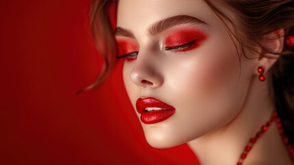 Professional Makeup Branding with Luxury Red Lipstick - AI Enhanced Aesthetic Design