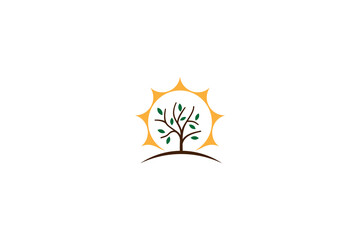 Simple tree logo with variations of sunlight