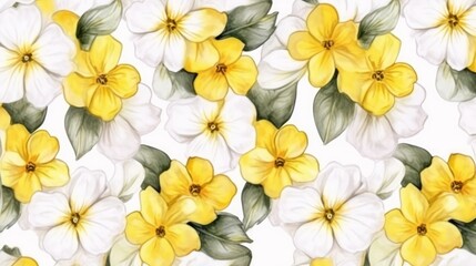 Obraz premium seamless pattern, Primrose, Watercolor, white background