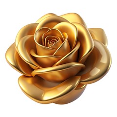 Gold Flower Rose Icon. Modern Realistic 3d design.