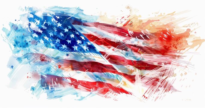 Watercolor American Flag Clip Art: Celebrating American Culture and Pride