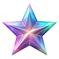Obraz premium 3D star icon hologram of lilac gradient. Symbol of customer satisfaction review service best quality ranking.