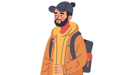 delivery driver man walking wearing hat with backpack generative ai