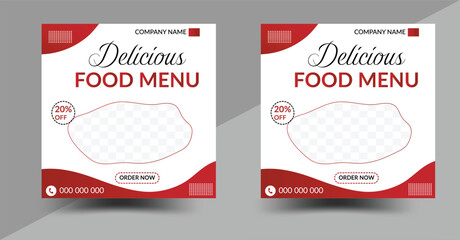 Food and Restaurant social media banner design template. vector illustration. Square size.