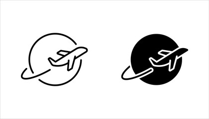 Plane icon set. vector illustration, pictogram isolated on white background. color editable