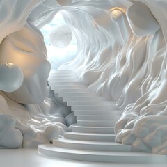 Obraz premium Mysterious Cave Entrance with Stairs
