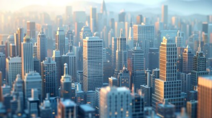 Cityscape with skyscrapers and sunlight