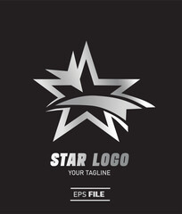 Vektor Stock Ilver Star Logo WithSilver Light 