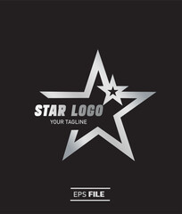 Vektor Stock Ilver Star Logo WithSilver Light 