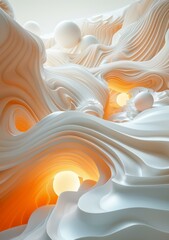 Abstract 3D White Waves