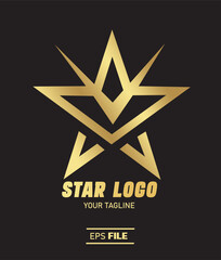 Vektor Stock Golden Star Logo with Gold Light highest resolution eps