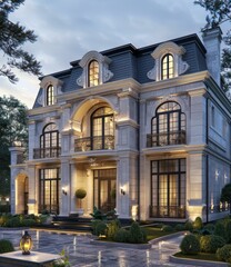 Fototapeta premium European-style exterior house design
