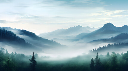 fog over the mountains hill background sky scene nature mountain trees mist