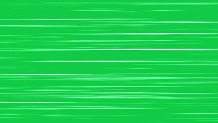 Manga anime cartoon horizontal speed lines fast moving effect decoration on chroma key green screen alpha channel background