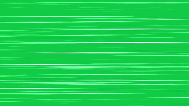 Manga anime cartoon horizontal speed lines fast moving effect decoration on chroma key green screen alpha channel background