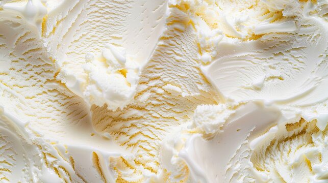 A detailed close-up of smooth, creamy vanilla ice cream showcasing its rich texture and inviting appearance..
