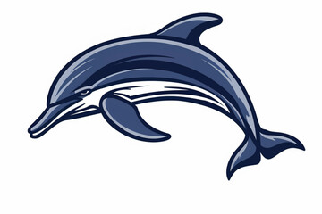 Blue Dolphin vector animal logo on white background