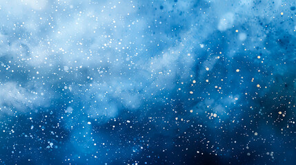 Abstract blue background with snowflakes and bokeh effect.